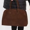 ARDEN HANDBAG IN ITALIAN SUEDE DARK BROWN