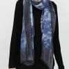BORDERED DENIM SCARF IN HAND DYED CASHMERE