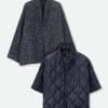 ELENA WOOL JAQUARD & GOOSE DOWN TWO PIECE COAT SET IN NAVY