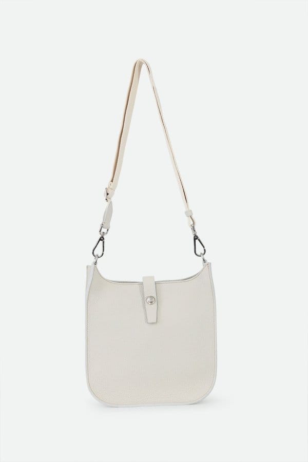 GIA ITALIAN LEATHER CROSSBODY BAG IN BUTTER WHITE