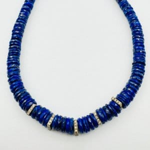 NECKLACE WITH 5 SQUARE DIAMOND SPACERS