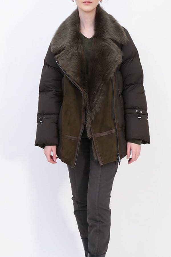TOSCANA SHEARLING & GOOSE DOWN ITALIAN COAT
